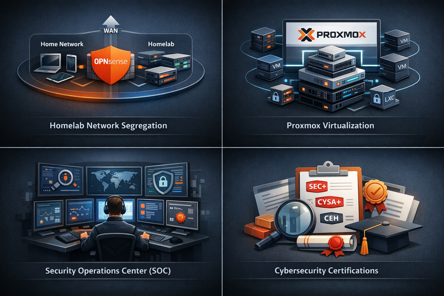 High-level Proxmox and OPNsense homelab architecture diagram